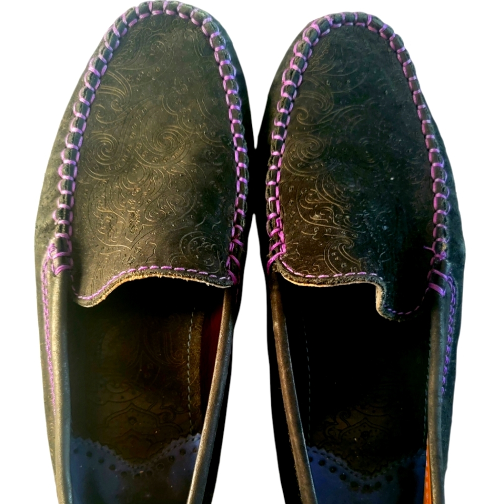 Robert Graham Black Paisley Suede Driving Loafers US 8